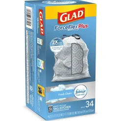 Glad ForceFlex 13 gal Fresh Scent Tall Kitchen Bags Drawstring 34 pk (Pack of 6)