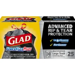 Glad ForceFlex Plus 30 gal. Trash Bags Drawstring (Pack of 6)