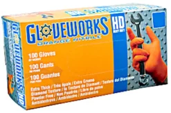 Gloveworks Nitrile Disposable Gloves XX-Large Orange Powder Free 100 pk