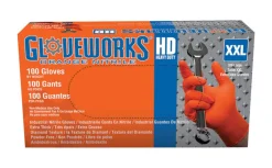 Gloveworks Nitrile Disposable Gloves XX-Large Orange Powder Free 100 pk