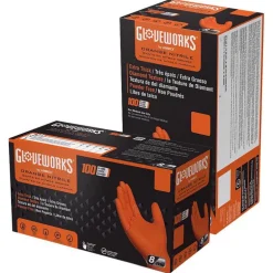 Gloveworks Nitrile Disposable Gloves XX-Large Orange Powder Free 100 pk