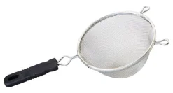 Good Cook Silver/Black Rust-Resistant Cast Aluminum Mesh Strainer 6 L in. with Plastic Handle