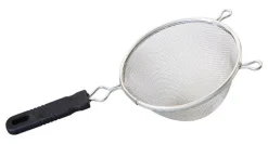 Good Cook Silver/Black Rust-Resistant Cast Aluminum Mesh Strainer 6 L in. with Plastic Handle