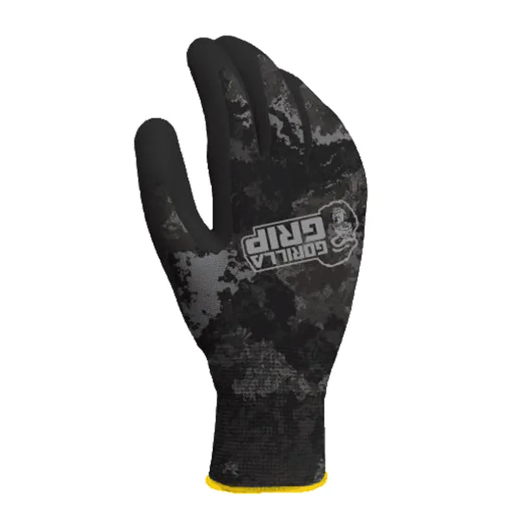 Gorilla Grip One Size Fits All Nylon Tac Black/White Dipped Gloves