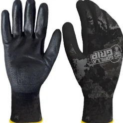 Gorilla Grip One Size Fits All Nylon Tac Black/White Dipped Gloves