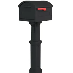 Grand Haven Plastic Post and Box Combo Black Mailbox 54 in. H x 16.63 in. W x 20.1 in. L