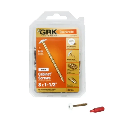 GRK Fasteners No. 8 X 1-1/2 in. L Star Coated Self-Tapping Cabinet Screws 80 pk