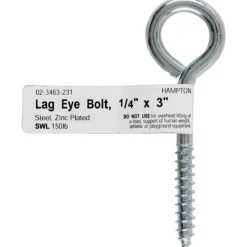 Hampton 1/4 in. x 3 in. L Zinc-Plated Steel Lag Thread Eyebolt (Pack of 10)