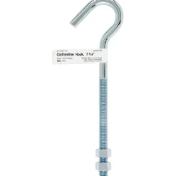 Hampton Medium Zinc-Plated Silver Steel 7.25 in. L Clothesline Bolt Hook 240 lb. 1 pk (Pack of 10)