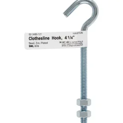 Hampton Small Zinc-Plated Silver Steel 4 in. L Clothesline Bolt Hook 80 lb. 1 pk (Pack of 10)