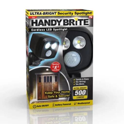 Handy Brite Motion-Sensing Battery Powered LED Black Spotlight