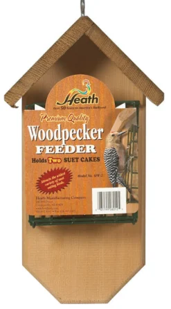 Heath Woodpecker 2 Wood Suet Bird Feeder 2 ports