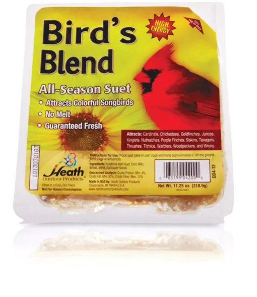 Heath Bird's Blend Songbird Suet Beef Suet 11.25 oz. (Pack of 12)
