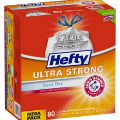 Hefty Ultra Strong 13 gal. Kitchen Trash Bags Drawstring 80 pk