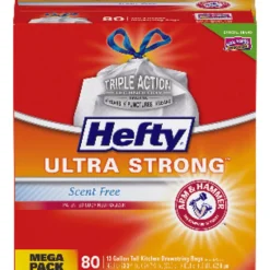 Hefty Ultra Strong 13 gal. Kitchen Trash Bags Drawstring 80 pk