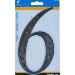 Hillman 6 in. Black Plastic Nail-On Number 6 1 pc (Pack of 3)