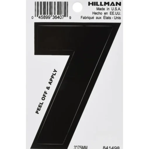 Hillman 3 in. Black Vinyl Self-Adhesive Number 7 1 pc (Pack of 6)