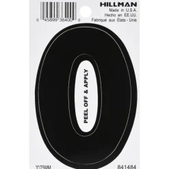 Hillman 3 in. Black Vinyl Self-Adhesive Number 0 1 pc (Pack of 6)