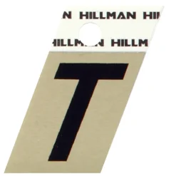 Hillman 1.5 in. Reflective Black Metal Self-Adhesive Letter T 1 pc (Pack of 6)