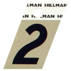 Hillman 1.5 in. Reflective Black Metal Self-Adhesive Number 2 1 pc (Pack of 6)