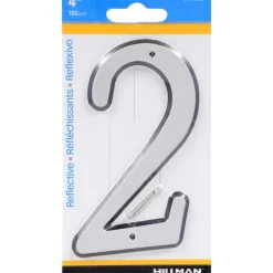 Hillman 4 in. Reflective Silver Plastic Nail-On Number 2 1 pc (Pack of 3)