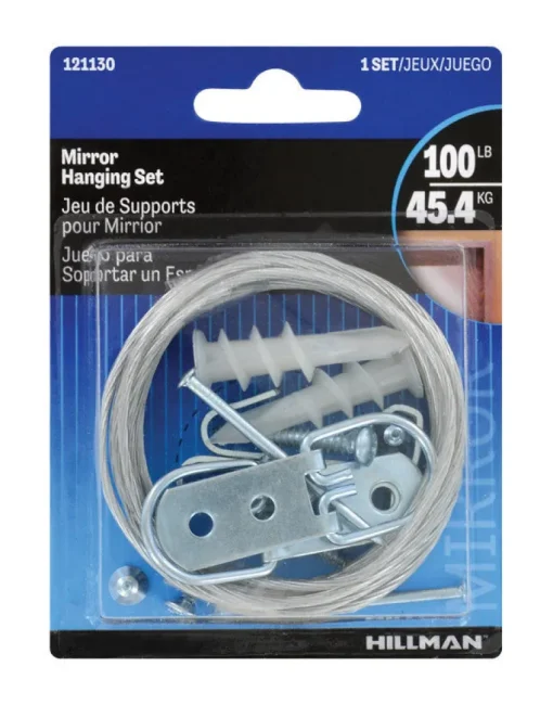 Hillman AnchorWire 100 lbs. Capacity Silver Extra Heavy Mirror Holder Kit 4-13/16 L in. (Pack of 5)