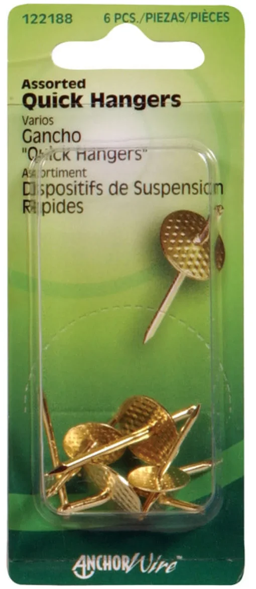 Hillman AnchorWire Brass-Plated Assorted Quick Hanger 10 lb. 6 pk (Pack of 10)