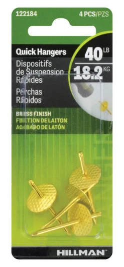 Hillman AnchorWire Brass-Plated One Piece Quick Hanger 40 lb. 4 pk (Pack of 10)