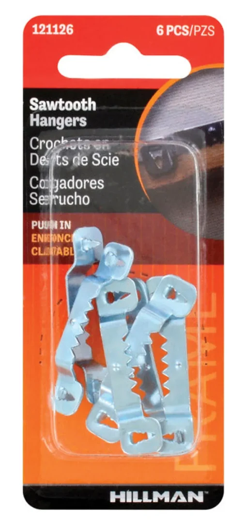 Hillman AnchorWire Steel Zinc Silver Push Pin Self-Leveling Hanger 6 pk Steel (Pack of 10)