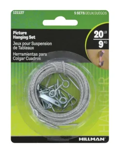 Hillman AnchorWire Steel-Plated Conventional Picture Hanging Set 20 lb. 5 pk (Pack of 10)