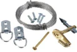 Hillman Brass Braided Wire Extra Heavy Duty Mega Hook Kit 75 lbs. with Built-In Wall Toggle Anchor