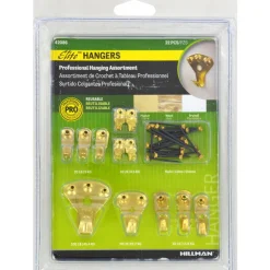 Hillman Elite Brass-Plated Classic Picture Hanging Set 10 lb. 32 pk (Pack of 5)