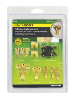 Hillman Elite Brass-Plated Classic Picture Hanging Set 10 lb. 32 pk (Pack of 5)