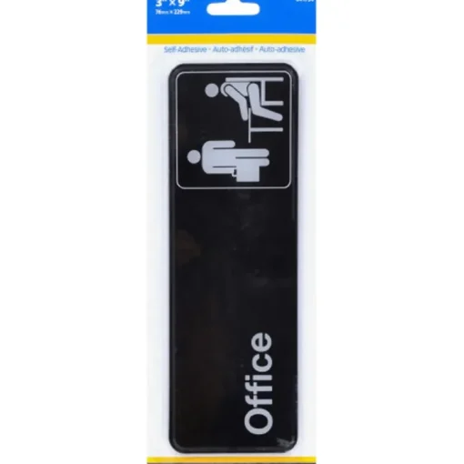Hillman English Black Office Plaque 3 in. H X 9 in. W (Pack of 6)
