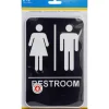 Hillman English Black Restroom Plaque 9 in. H X 6 in. W (Pack of 3)