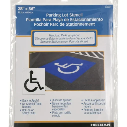 Hillman English White Handicap Parking Lot Stencil 28 in. H X 36 in. W