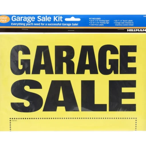 Hillman English Yellow Garage Sale Sign Kit 8 in. H X 12 in. W (Pack of 5)