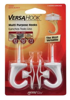 Hillman White Versa Hook Small for General Household Applications 35 lbs. Capacity (Pack of 5)