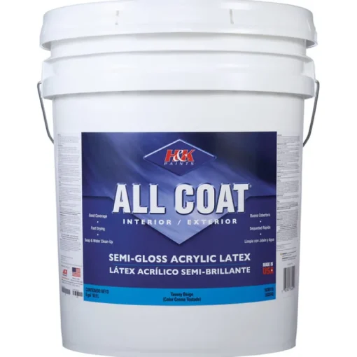 H&K Company All-Coat Semi-Gloss Tawny Beige Acrylic Latex Paint Indoor/Outdoor 5 gal.