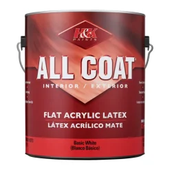 H&K Paints All-Coat Flat Basic White Acrylic Latex Paint Indoor/Outdoor 1 gal. (Pack of 4)