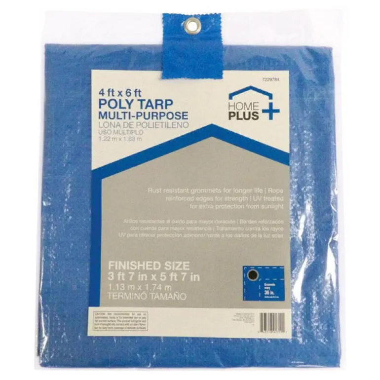 Home Plus 4 ft. W X 6 ft. L Light Duty Polyethylene Tarp Blue