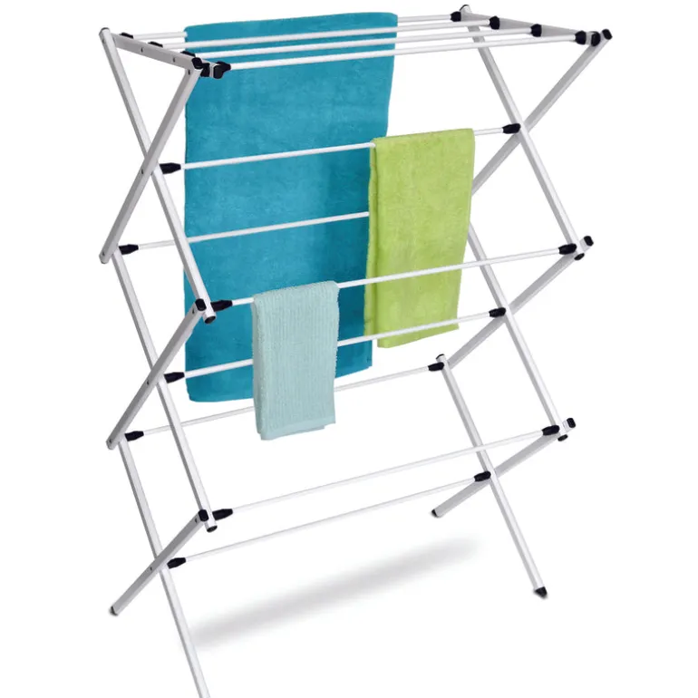Homz 42 in. H X 30 in. W X 14.3 in. D Metal Accordian Collapsible Clothes Drying Rack