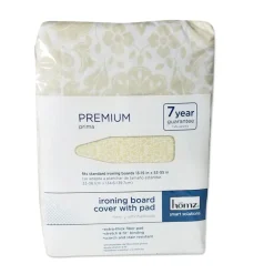 Homz 15 in. W X 55 in. L Cotton Yellow Damask Ironing Board Cover