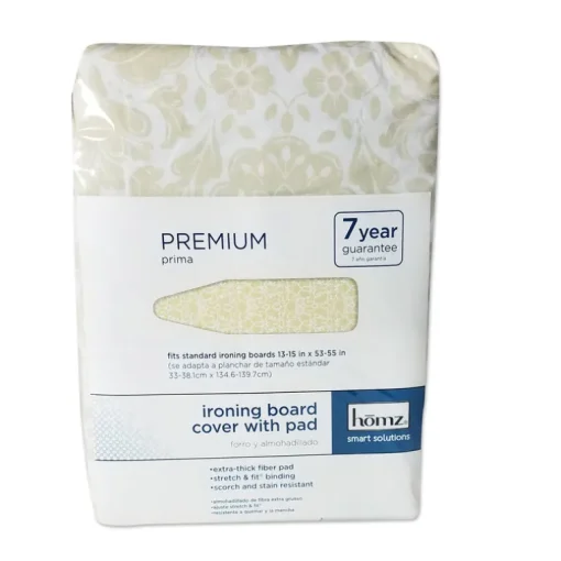 Homz 15 in. W X 55 in. L Cotton Yellow Damask Ironing Board Cover