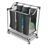Homz Black Mesh Fabric Triple Laundry Sorter