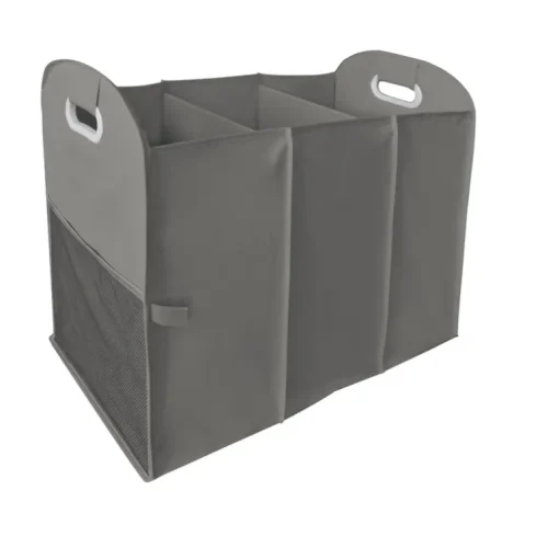Homz Gray Polyester Collapsible Triple Laundry Sorter