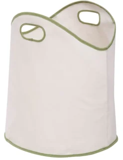 Honey Can Do LDY-01997 13 X 20.5 White And Green Canvas Laundry Basket