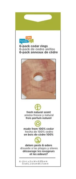 Honey-Can-Do 3/8 in. H X 2 in. W X 2 in. L Wood Cedar Hanger Rings