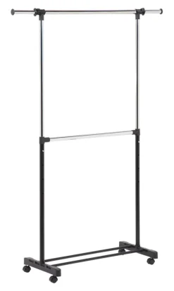 Honey-Can-Do 73 in. H X 60 in. W X 17 in. L Chrome Double Bar Garment Rack