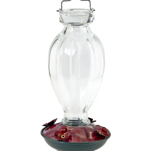 Hummingbird Feeder, Fluted Glass, 20-oz.